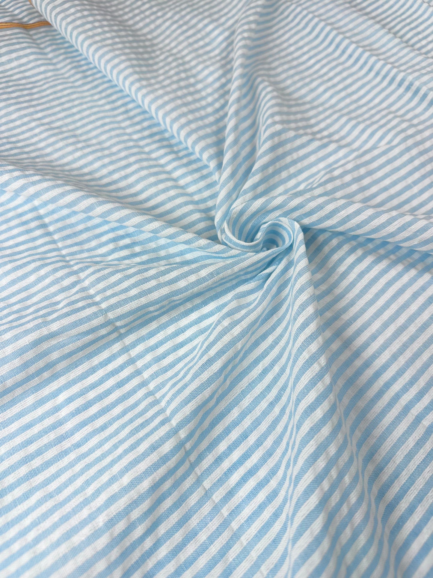 Deadstock Striped Seersucker Fabric in Blue/White