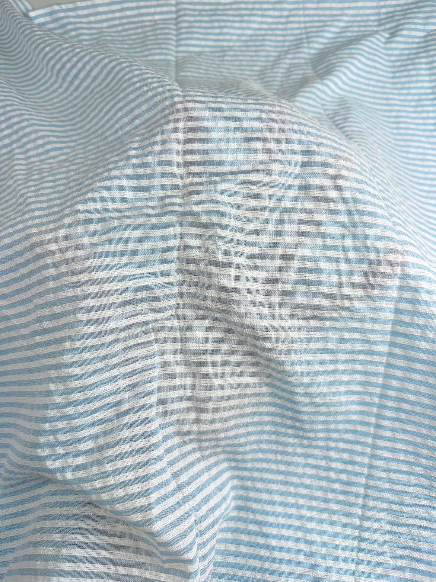 Deadstock Striped Seersucker Fabric in Blue/White