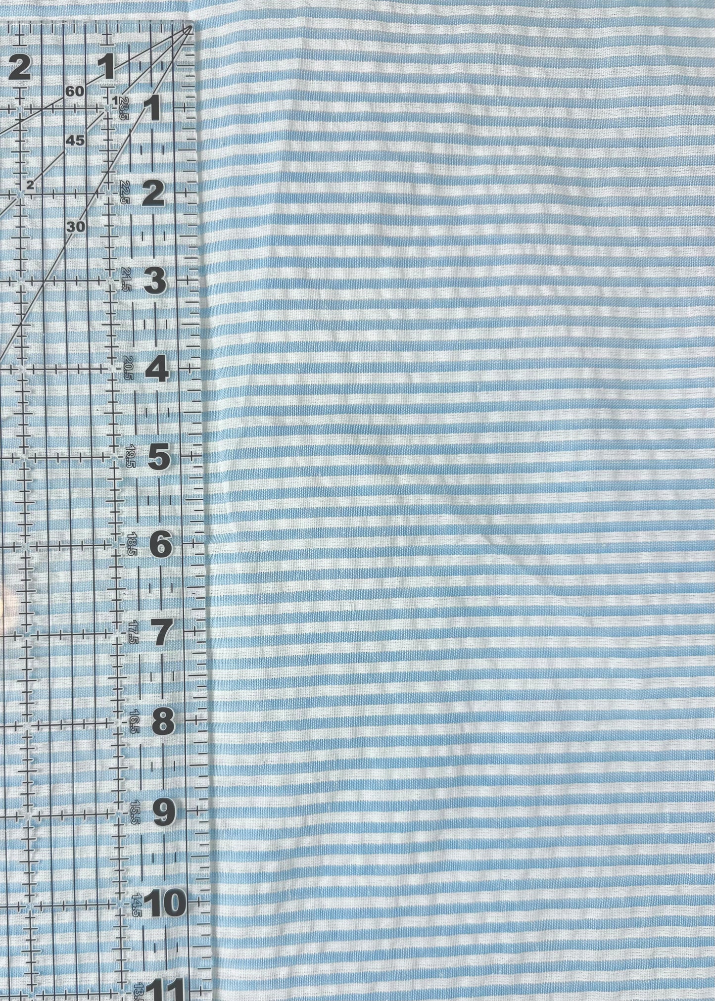 Deadstock Striped Seersucker Fabric in Blue/White