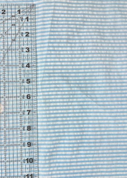 Deadstock Striped Seersucker Fabric in Blue/White