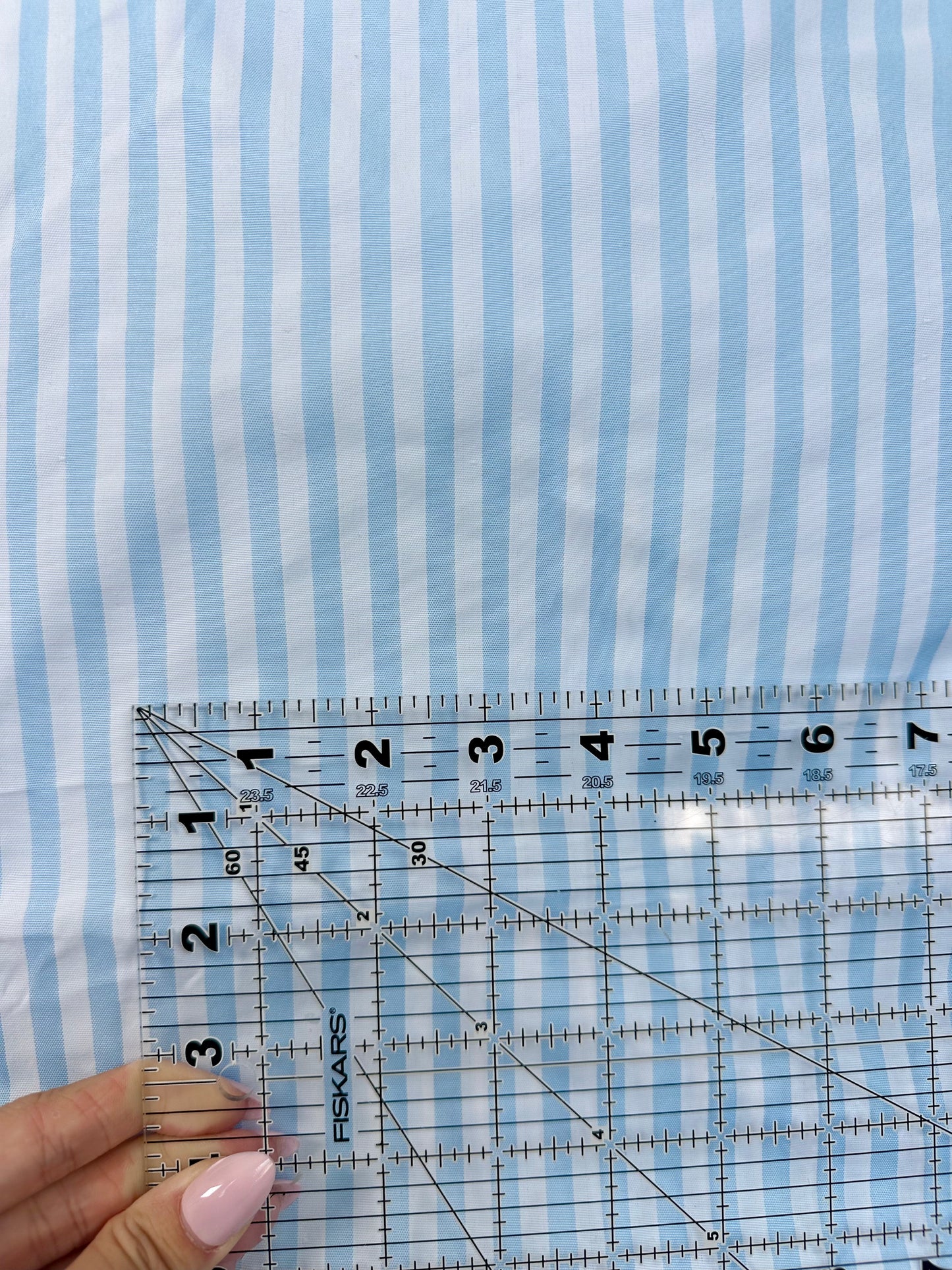 Deadstock Striped Fabric in Blue/White