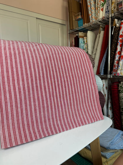 Woven Striped Cotton in Red/White