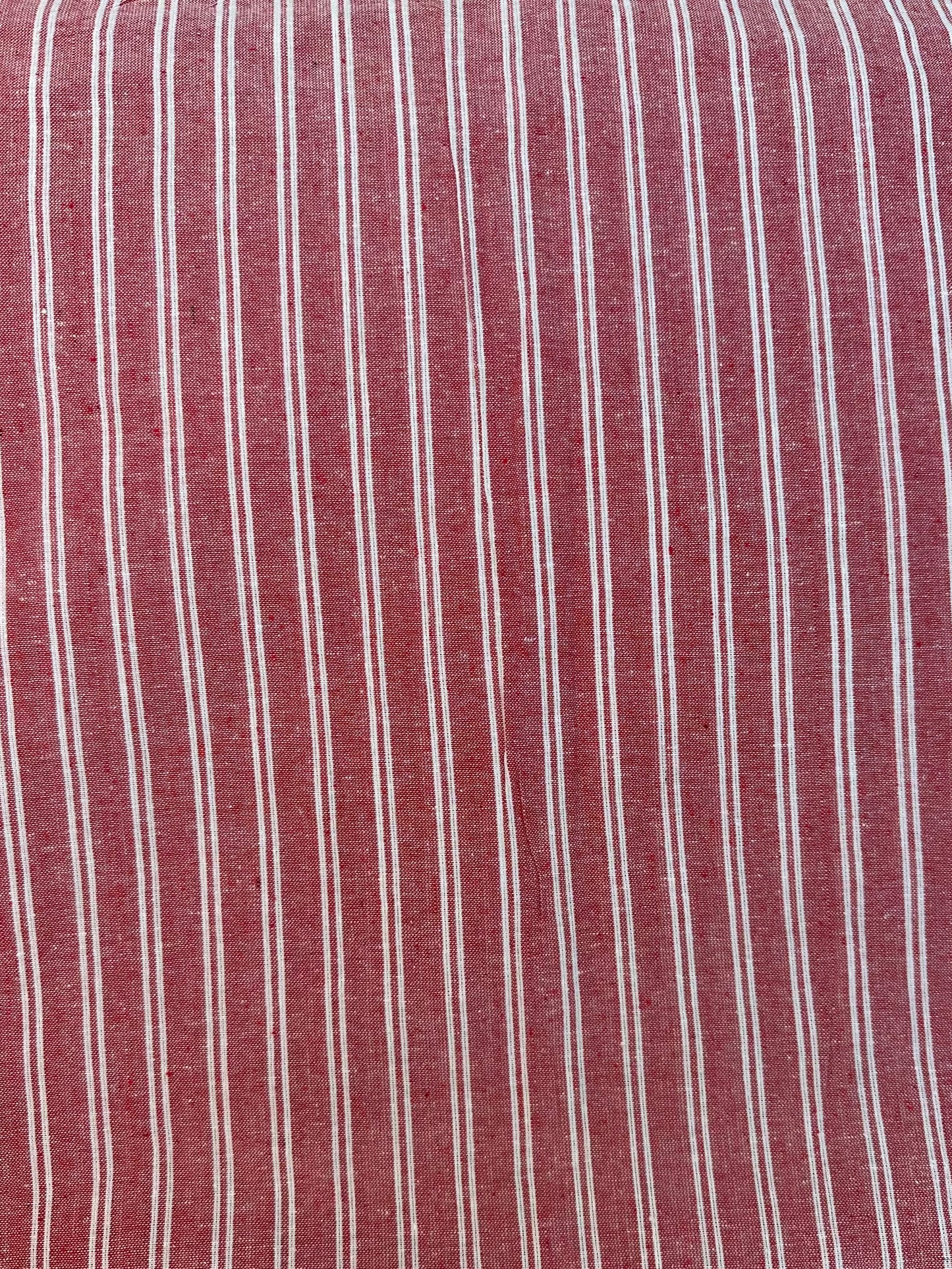 Woven Striped Cotton in Red/White