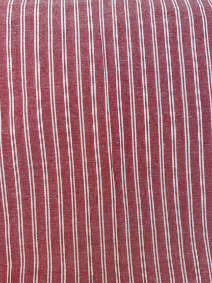 Woven Striped Cotton in Red/White