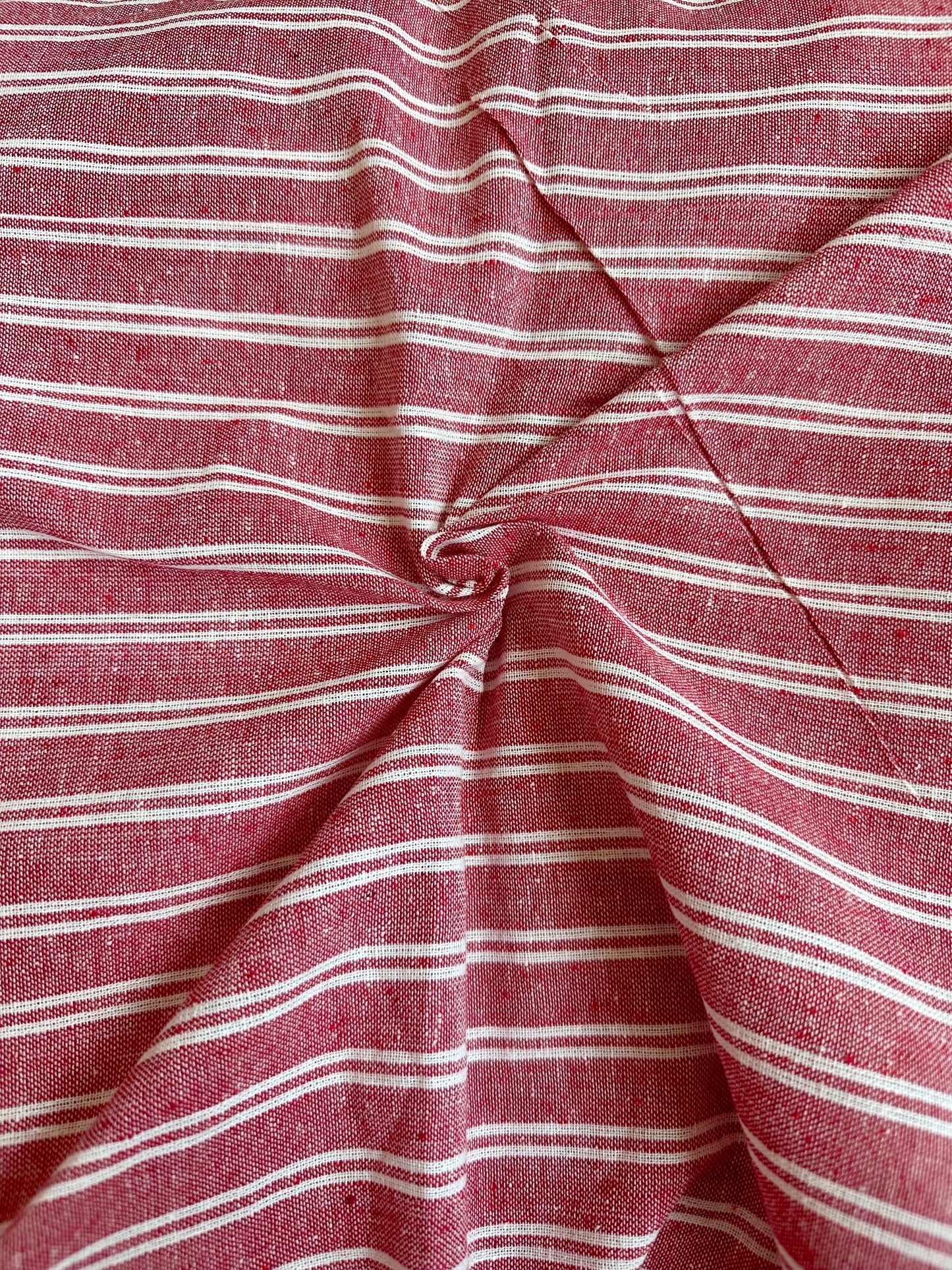 Woven Striped Cotton in Red/White