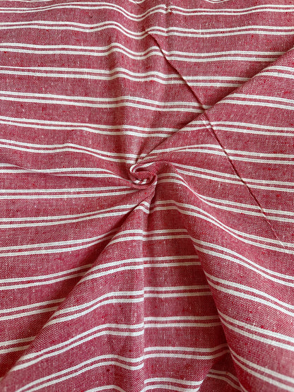 Woven Striped Cotton in Red/White