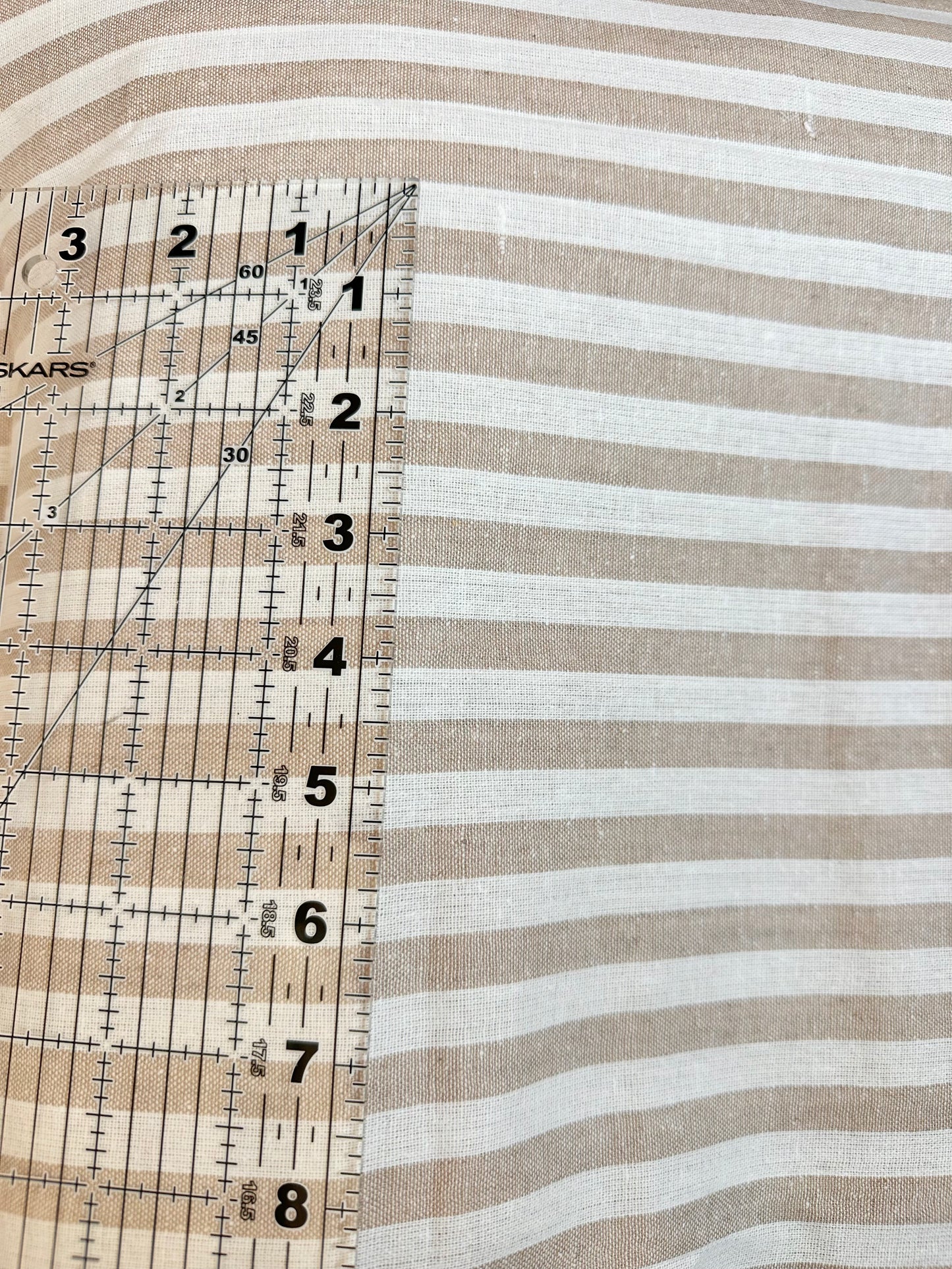Woven Striped Cotton in Tan/White