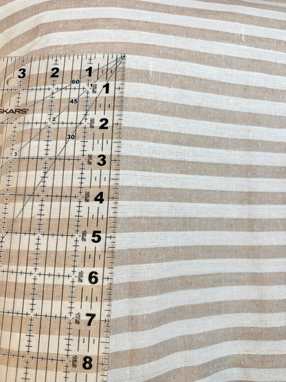 Woven Striped Cotton in Tan/White