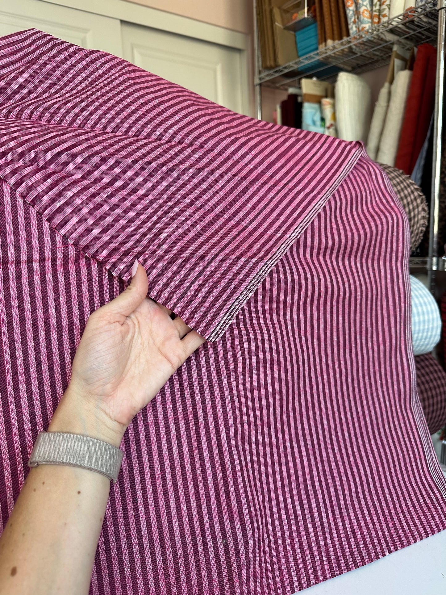 Woven Striped Cotton in Pink
