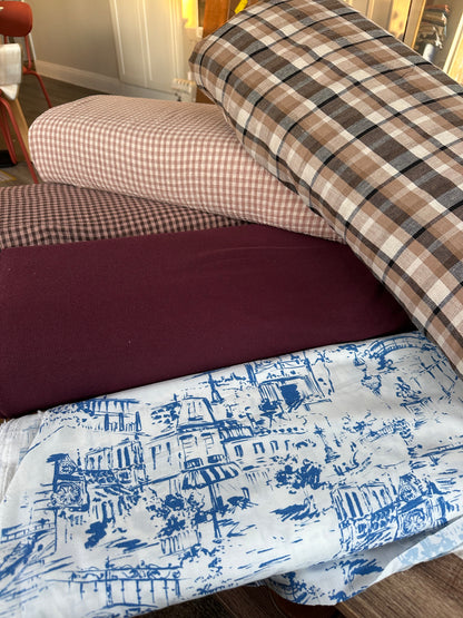 Coffee Linen/Cotton Check