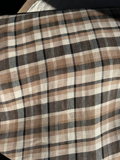 Coffee Linen/Cotton Check