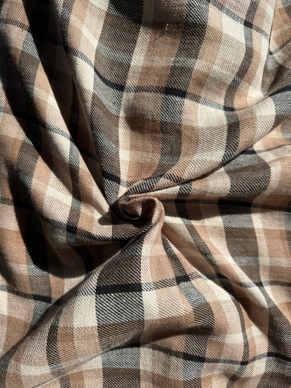 Coffee Linen/Cotton Check