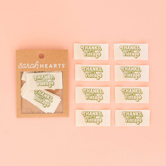 "Thanks It's Vintage" Organic Cotton Sewing Label Tags