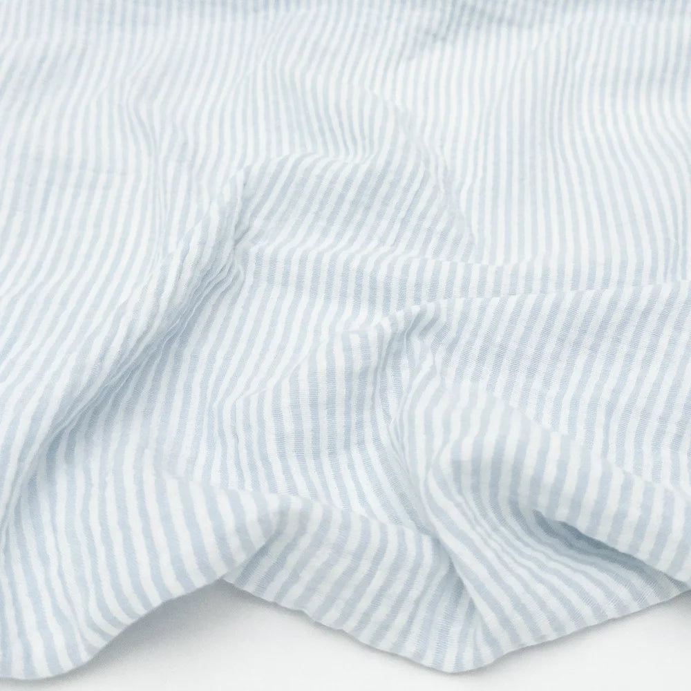 Organic Cotton Gauze Blue/White Stripes