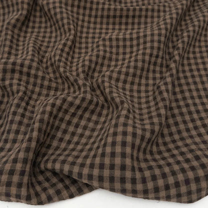 Gingham Organic Cotton Gauze in Dark Cocoa