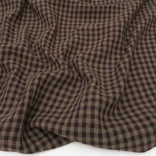Gingham Organic Cotton Gauze in Dark Cocoa