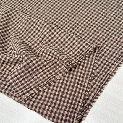 Gingham Organic Cotton Gauze in Fawn/Espresso