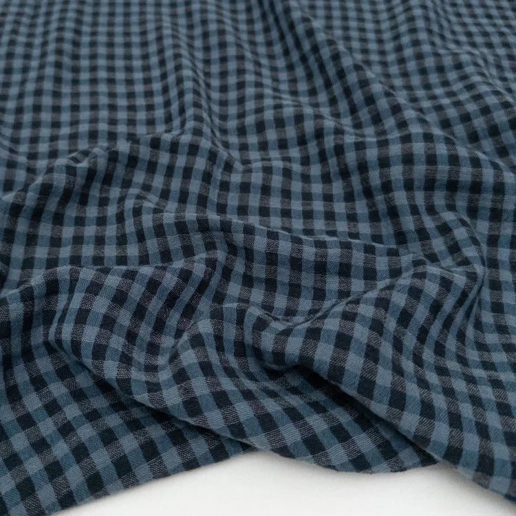 Gingham Organic Cotton Gauze in Midnight