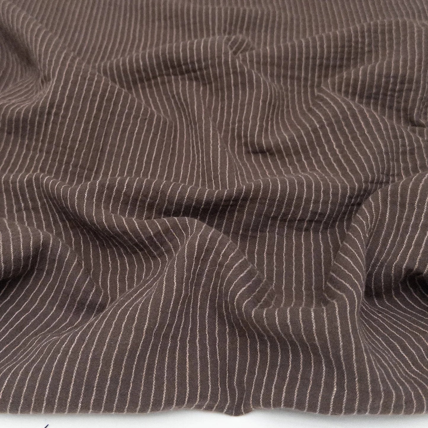 Organic Cotton Double Gauze in Espresso Stripe