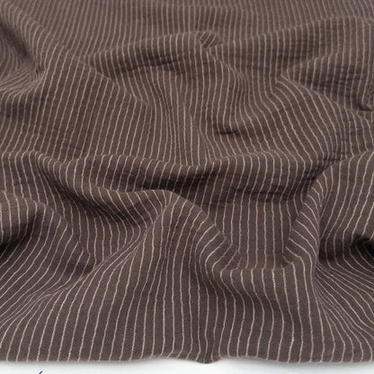 Organic Cotton Double Gauze in Espresso Stripe