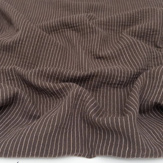 Organic Cotton Double Gauze in Espresso Stripe