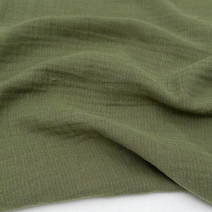 Organic Cotton Double Gauze in Kelp - Subtle Stripe
