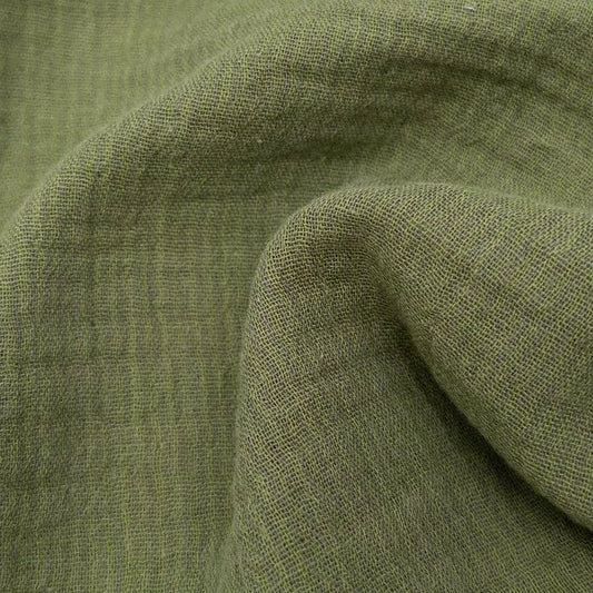 Organic Cotton Double Gauze in Kelp - Subtle Stripe