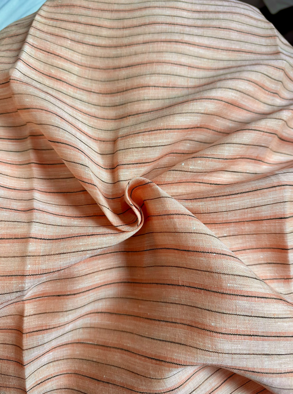 Deadstock Striped Linen in Peach