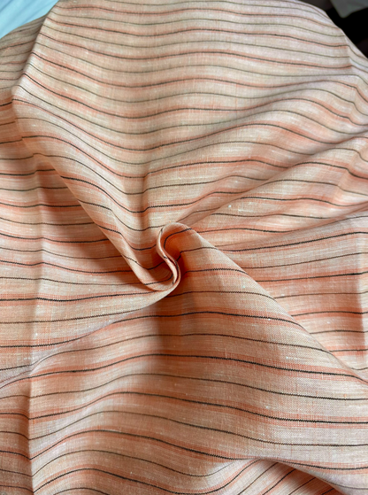 Deadstock Striped Linen in Peach