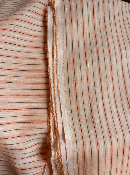 Deadstock Striped Linen in Peach