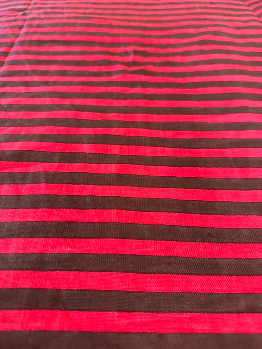 Red/Brown Stripe - PF Original Screen Print on Linen/Cotton