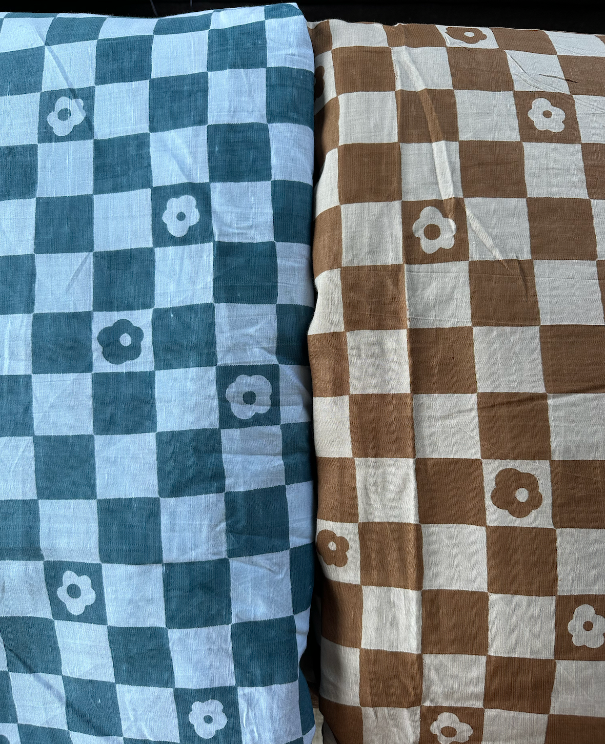 Patchwork Posy in Blue - PF Original Screen Print on Linen/Cotton