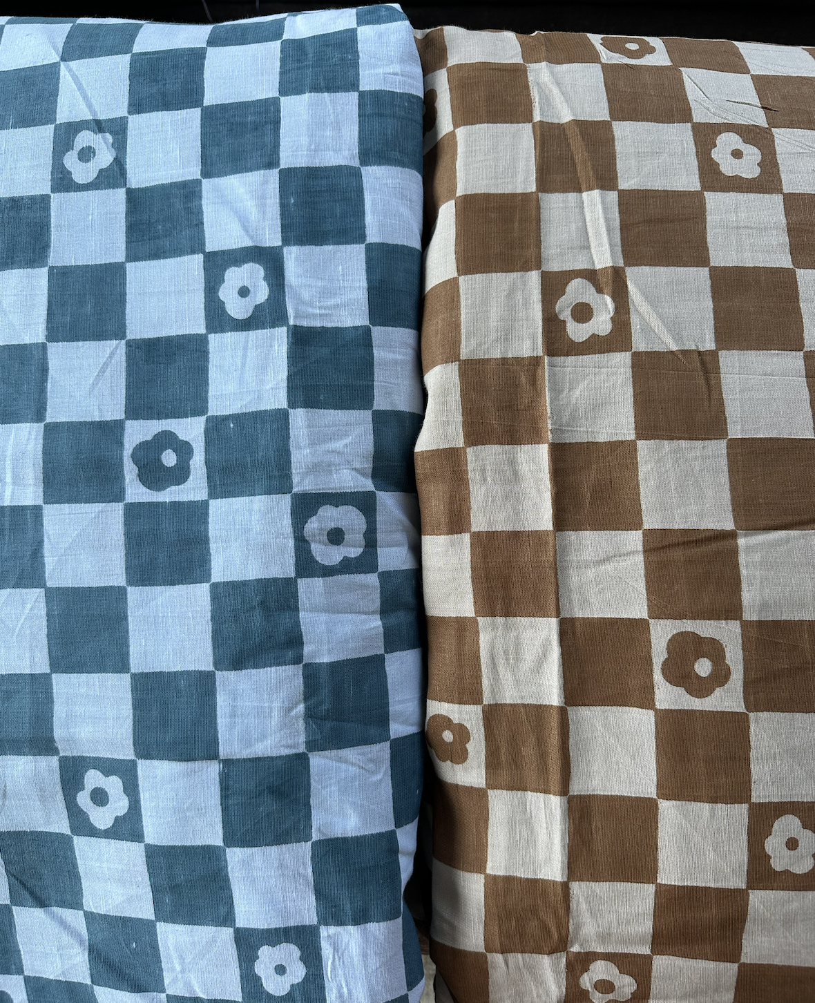 Patchwork Posy in Brown - PF Original Screen Print on Linen/Cotton