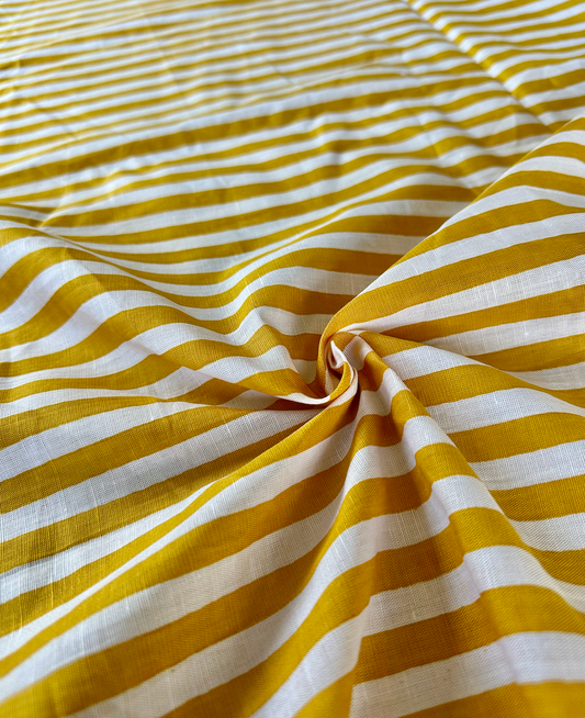 Mustard Stripe - PF Original Screen Print on Linen/Cotton