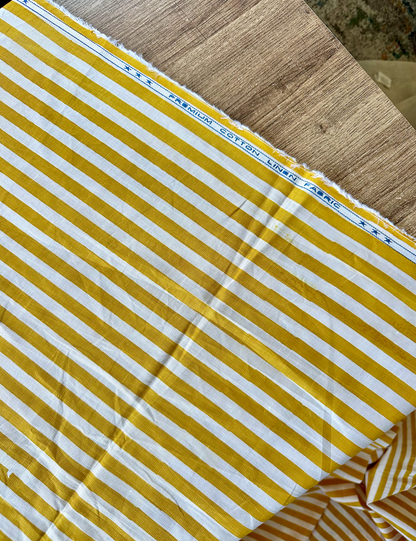 Mustard Stripe - PF Original Screen Print on Linen/Cotton