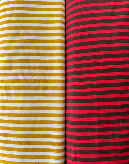Mustard Stripe - PF Original Screen Print on Linen/Cotton