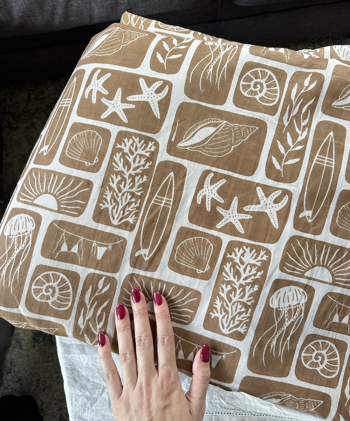 Beach Babe in Sand - PF Original Screen Print on Linen/Cotton