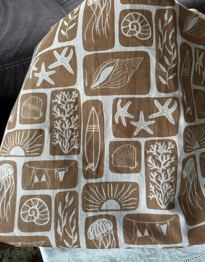 Beach Babe in Sand - PF Original Screen Print on Linen/Cotton