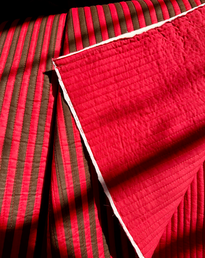 Quilted Red/Brown Stripe - Pre-Cut Quantities