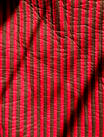 Quilted Red/Brown Stripe - Pre-Cut Quantities