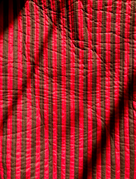 Quilted Red/Brown Stripe - Pre-Cut Quantities
