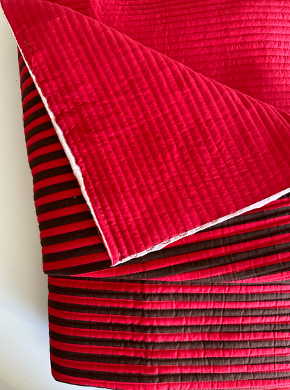 Quilted Red/Brown Stripe - Pre-Cut Quantities