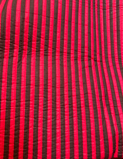 Quilted Red/Brown Stripe - Pre-Cut Quantities