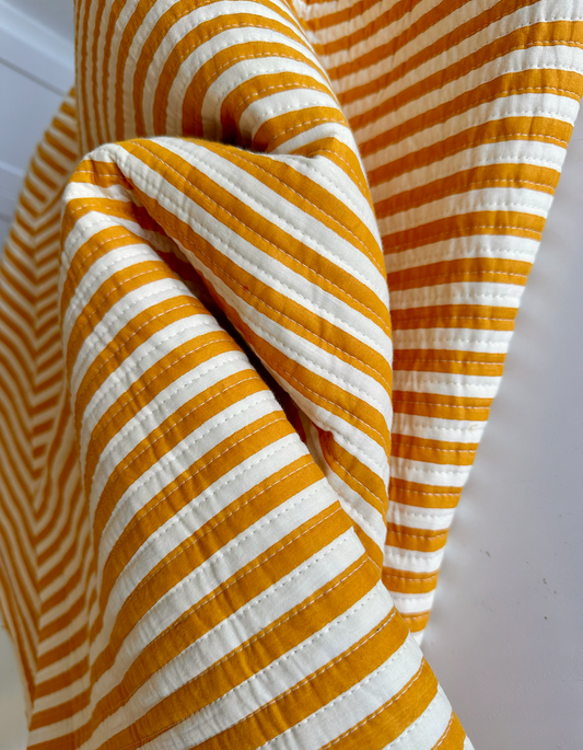 Quilted Mustard/Cream Stripe - Pre-Cut Quantities
