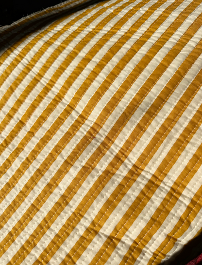 Quilted Mustard/Cream Stripe - Pre-Cut Quantities