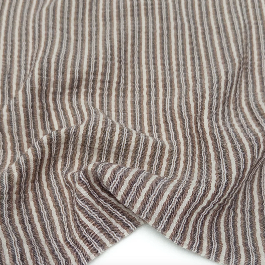 Organic Cotton Double Gauze Vintage Cocoa Stripes