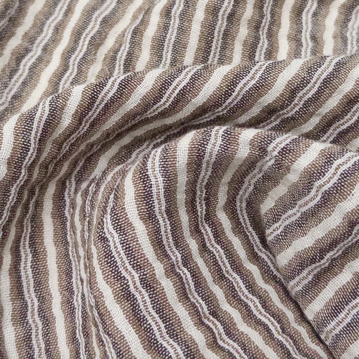 Organic Cotton Double Gauze Vintage Cocoa Stripes