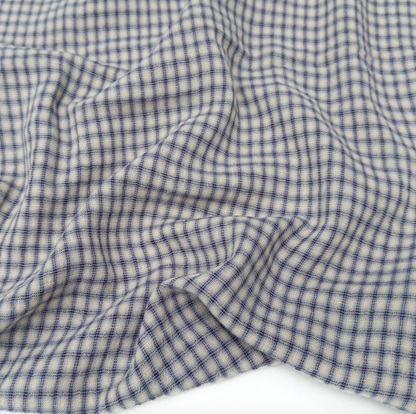 Organic Cotton Double Gauze Checkered Oat/Chambray