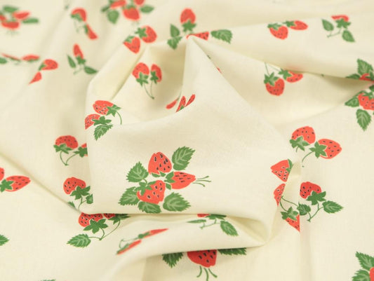 Strawberry Fayre Viscose & Linen in Cream