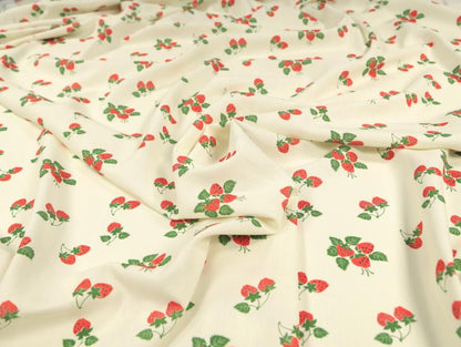 Strawberry Fayre Viscose & Linen in Cream